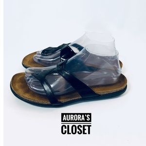 NAOT 10 Black Patent Leather Sandal Strappy Toe Flat